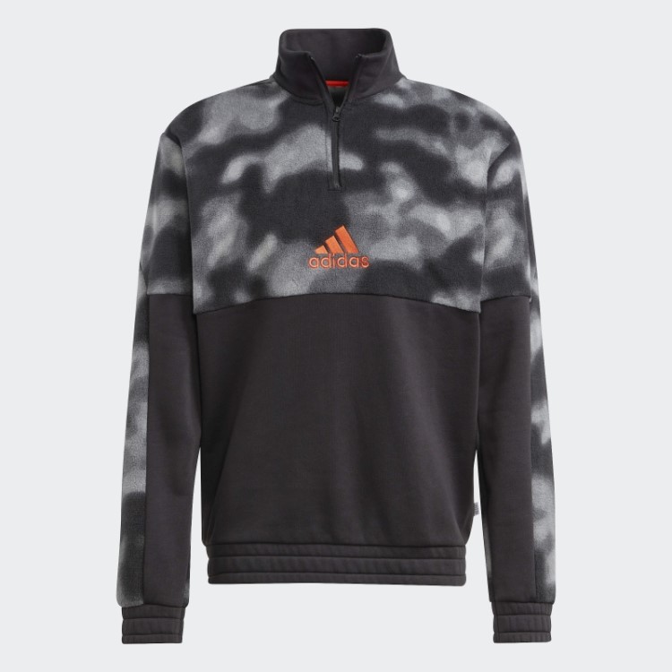 Jaqueta De Lã Polar Nature Allover Com Zíper 1/4 Preto Adidas