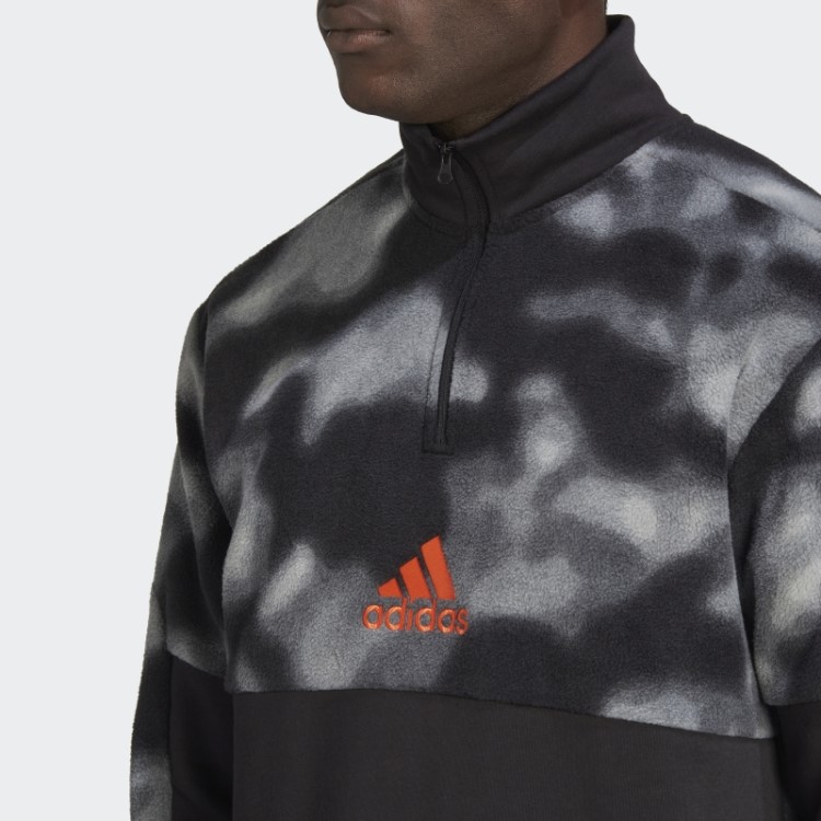Jaqueta De Lã Polar Nature Allover Com Zíper 1/4 Preto Adidas