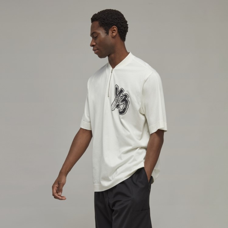 Camiseta Estilosa Y-3 Com Meio Zíper E Manga Curta Adidas