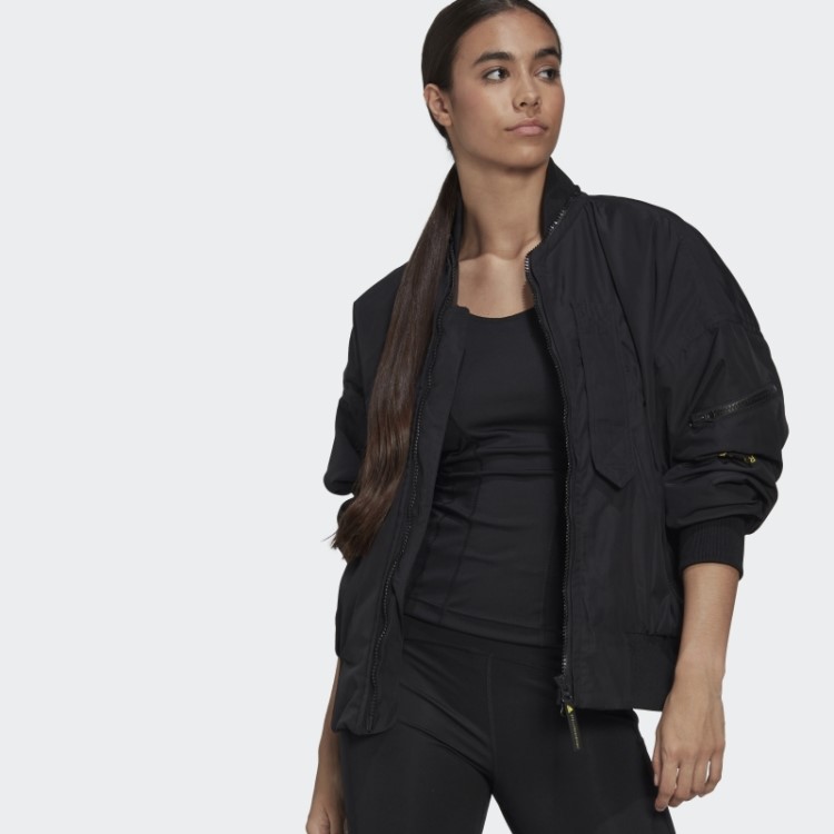 Jaqueta Bomber Em Tecido Adidas By Stella Mccartney Preta