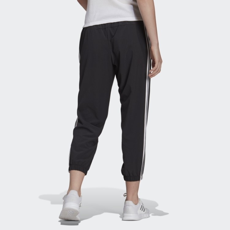Calças 7/8 Em Tecido Essencial Preto Com As 3 Riscas Adidas