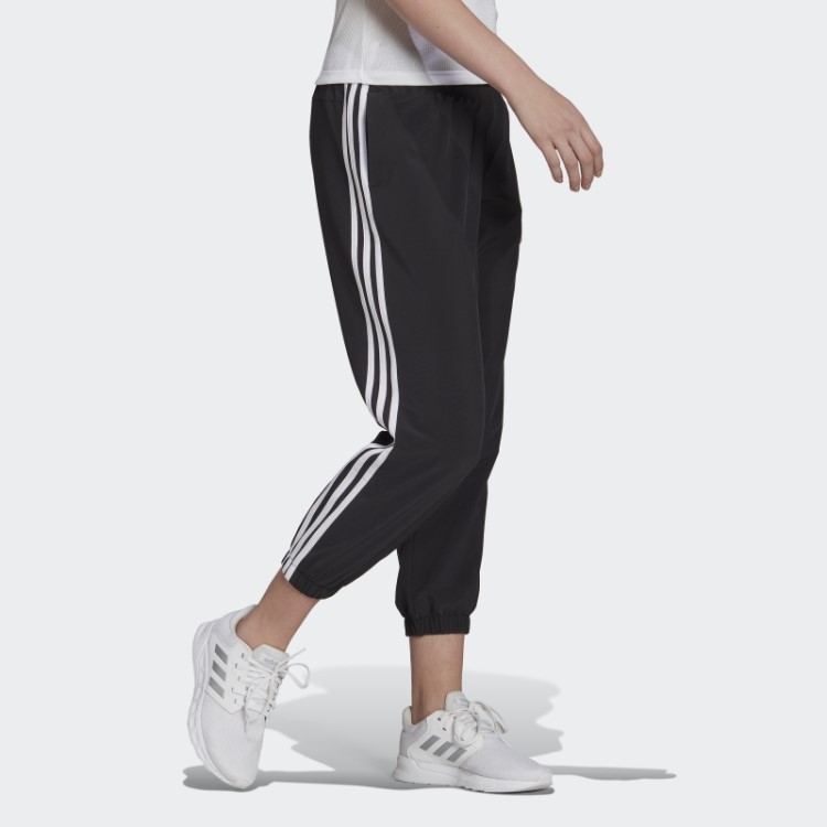 Calças 7/8 Em Tecido Essencial Preto Com As 3 Riscas Adidas
