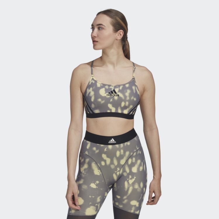 Sutiã Amarelo Adidas Aeroreact Light-support Com Estampa Hyperglam