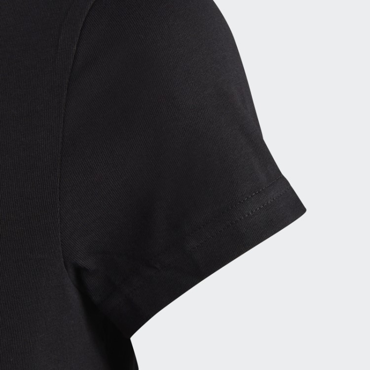 Camiseta De Algodão Adidas Black Essentials Com Logo Grande