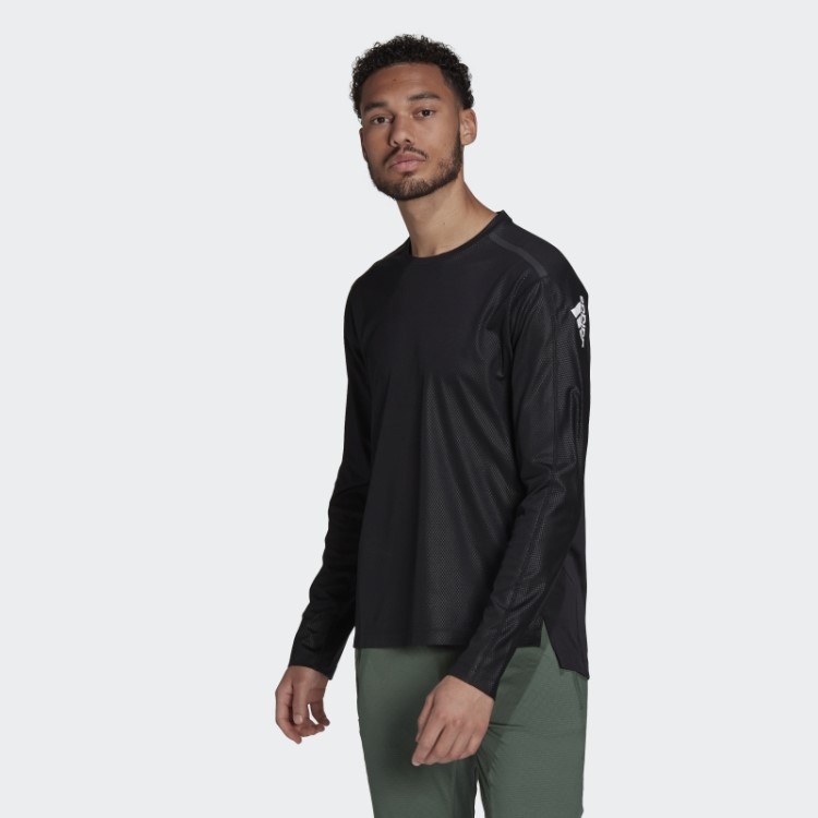 Adidas Blusa De Treino Preta Manga Longa Revestida Em Pu