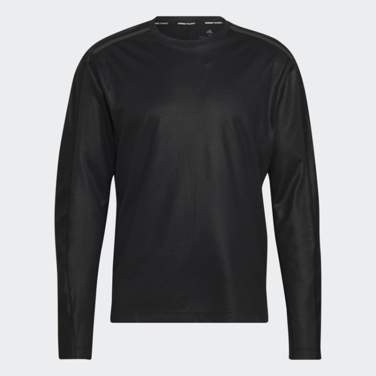 Adidas Blusa De Treino Preta Manga Longa Revestida Em Pu