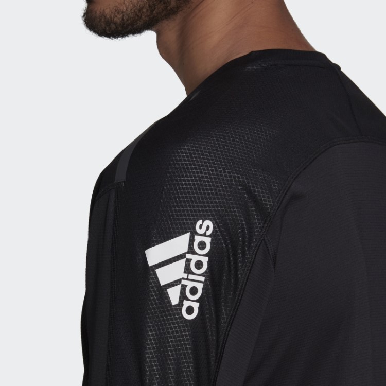 Adidas Blusa De Treino Preta Manga Longa Revestida Em Pu