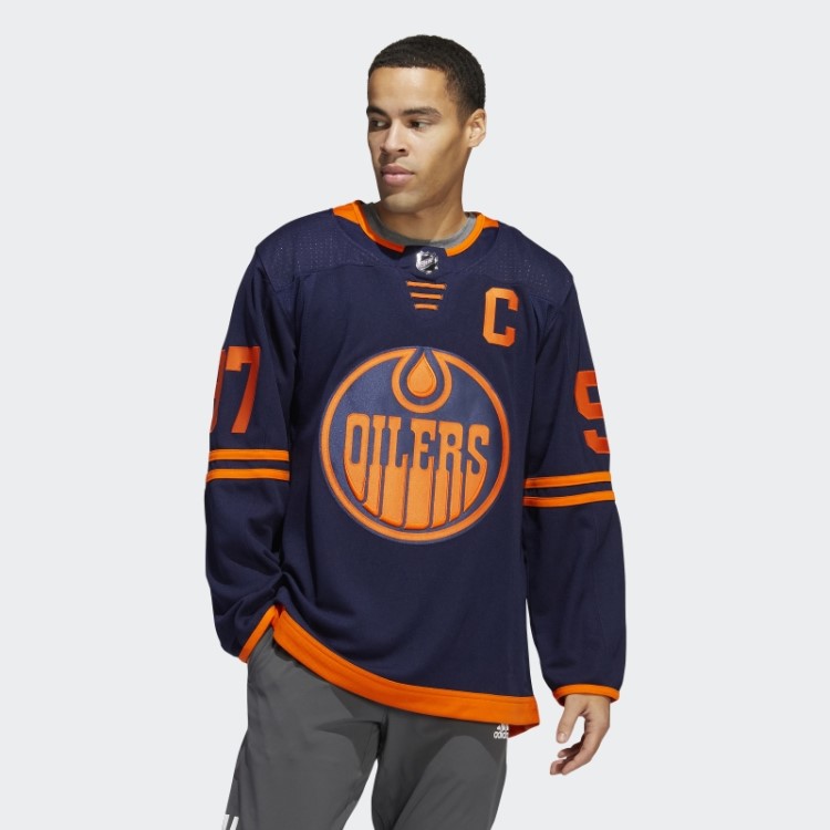 Adidas Navy 09 Ccm-sld Oilers Mcdavid Terceira Camisa Autêntica
