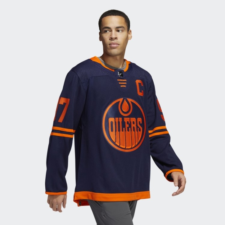 Adidas Navy 09 Ccm-sld Oilers Mcdavid Terceira Camisa Autêntica