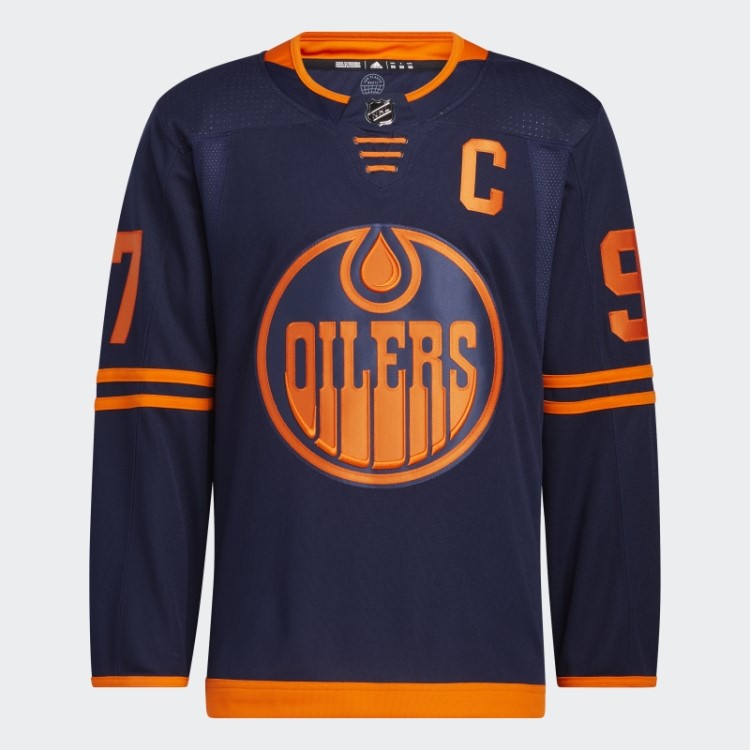 Adidas Navy 09 Ccm-sld Oilers Mcdavid Terceira Camisa Autêntica