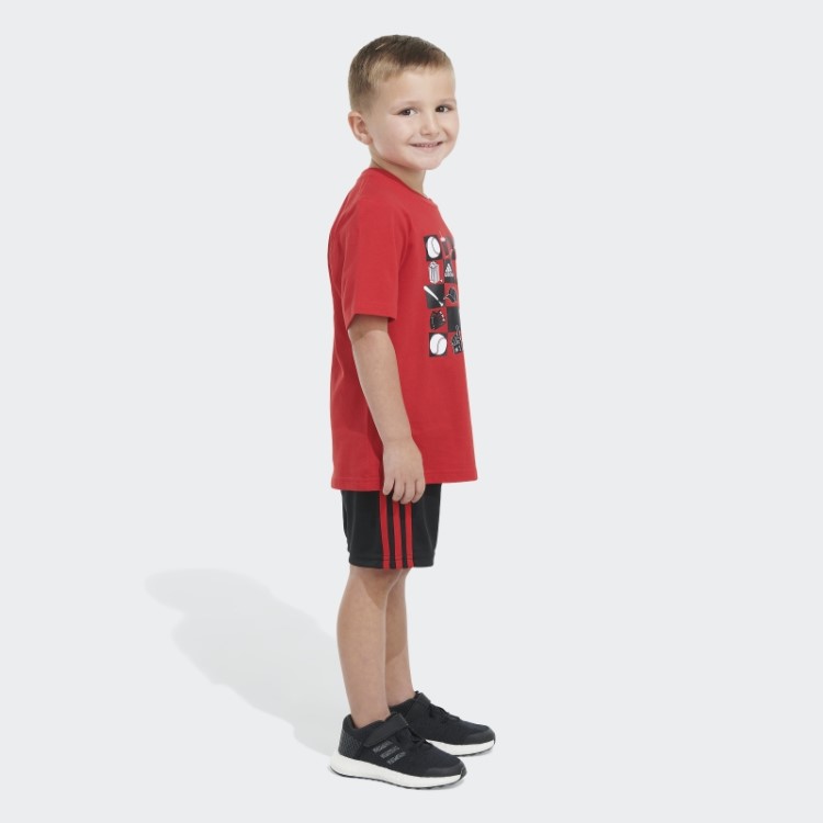 Camiseta Estampada Escarlate E Conjunto Curto Adidas