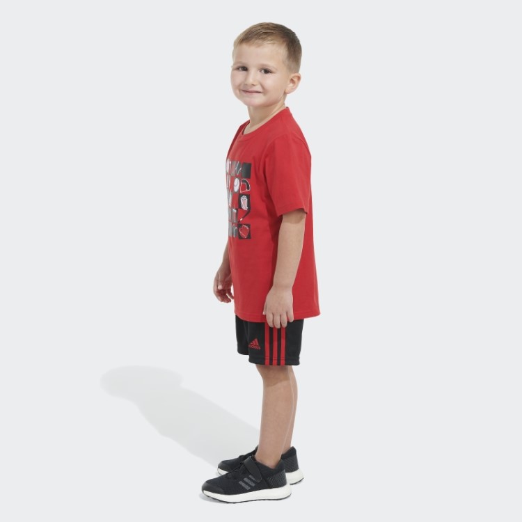 Camiseta Estampada Escarlate E Conjunto Curto Adidas