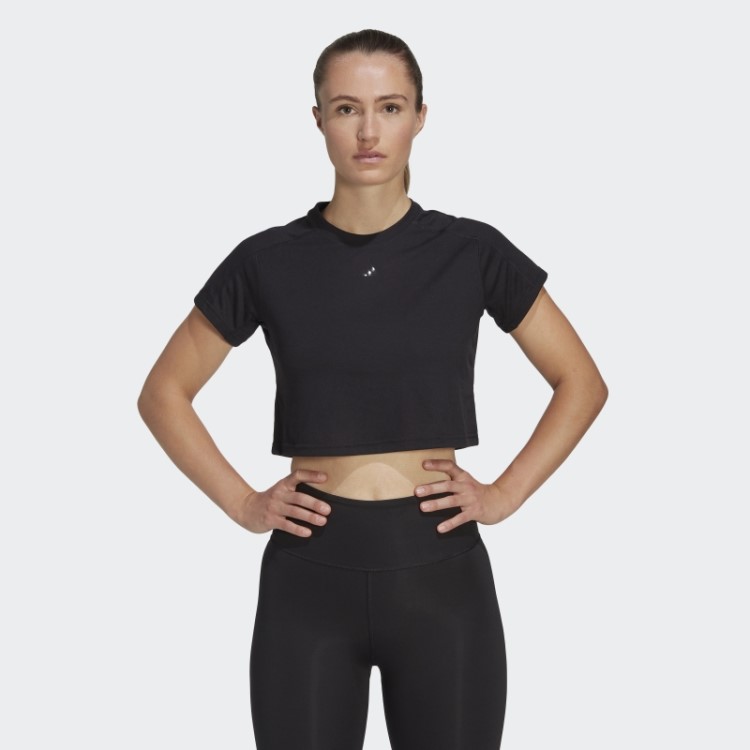 Camiseta Aeroready Train Essentials 3 Bar Logo Crop Adidas Preta
