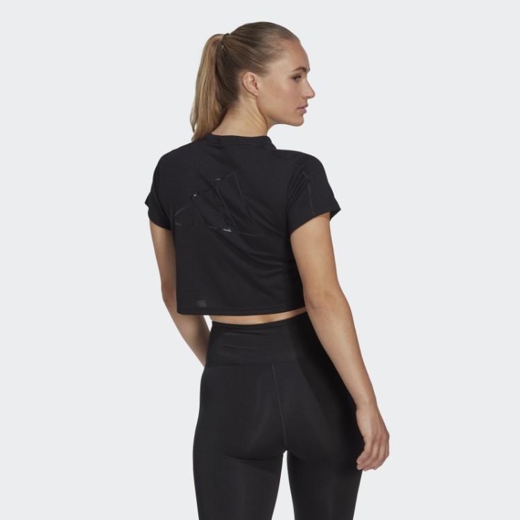 Camiseta Aeroready Train Essentials 3 Bar Logo Crop Adidas Preta