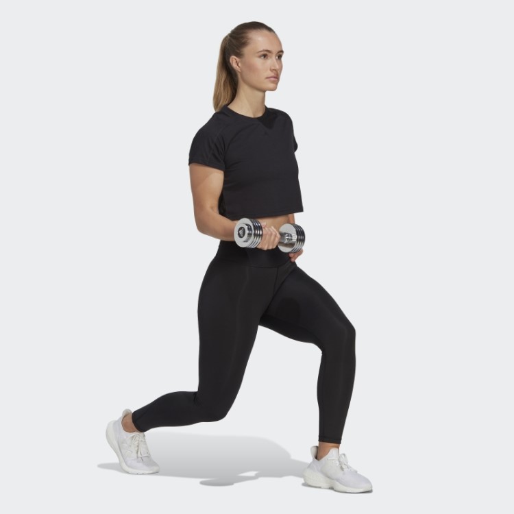 Camiseta Aeroready Train Essentials 3 Bar Logo Crop Adidas Preta