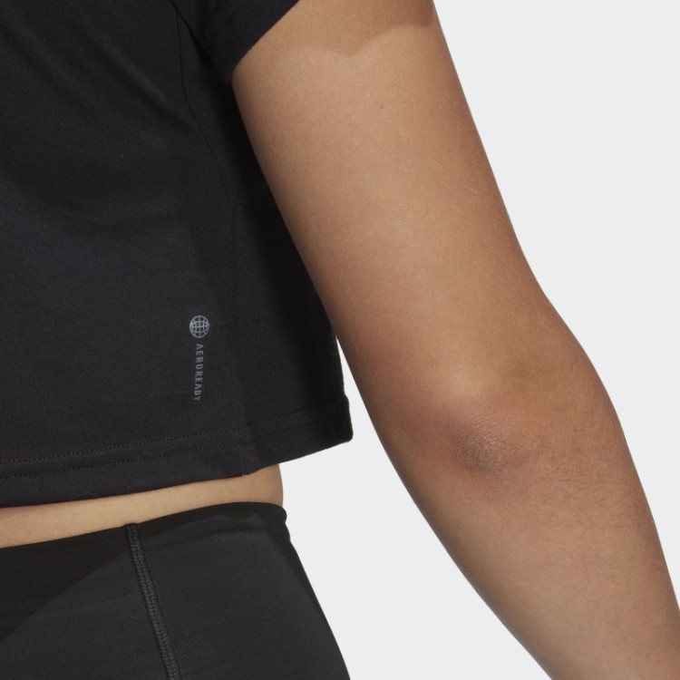 Camiseta Aeroready Train Essentials 3 Bar Logo Crop Adidas Preta