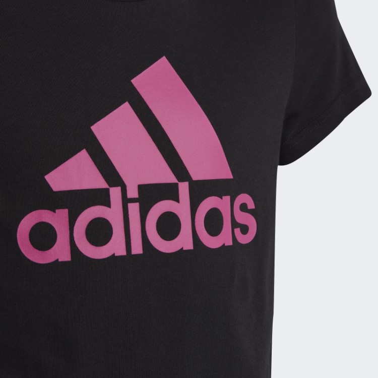 Essentials Camiseta De Algodão Com Logo Grande Adidas Preta
