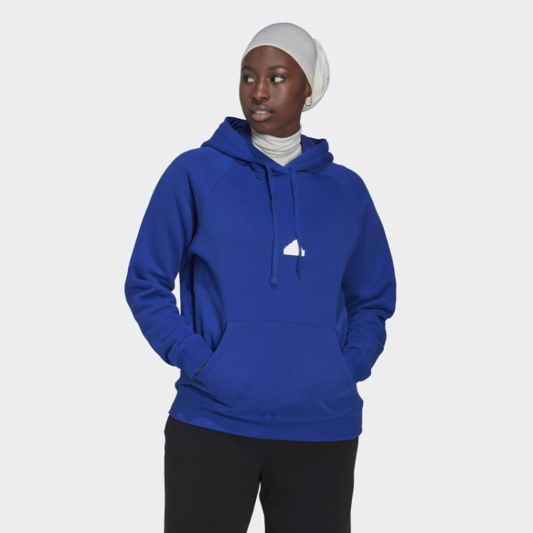Moletom Com Capuz Oversized Azul Adidas
