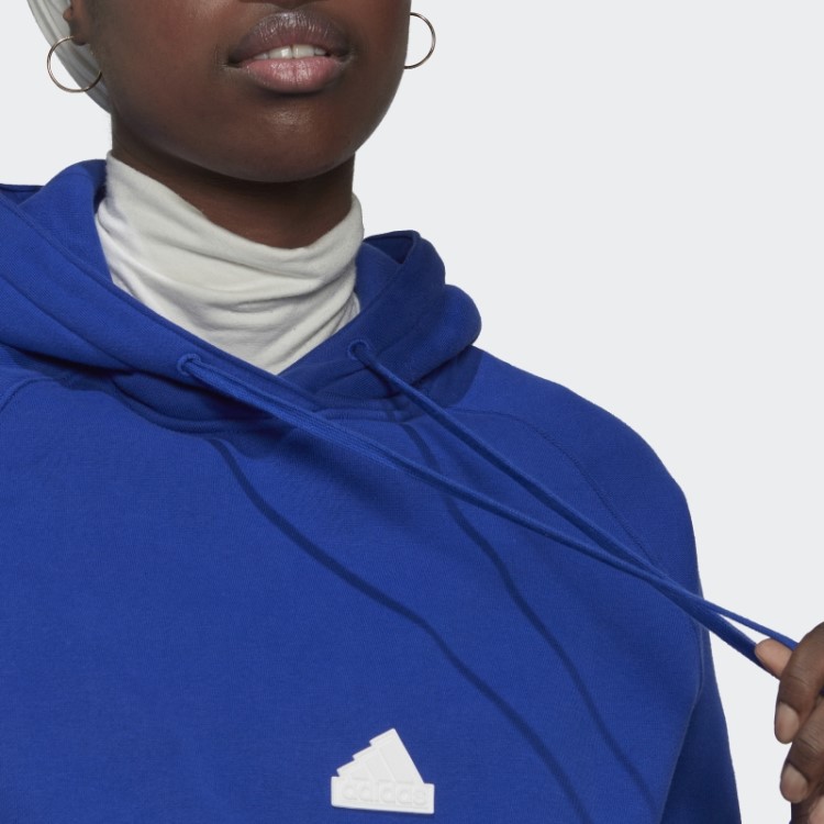 Moletom Oversized Com Capuz Azul Adidas