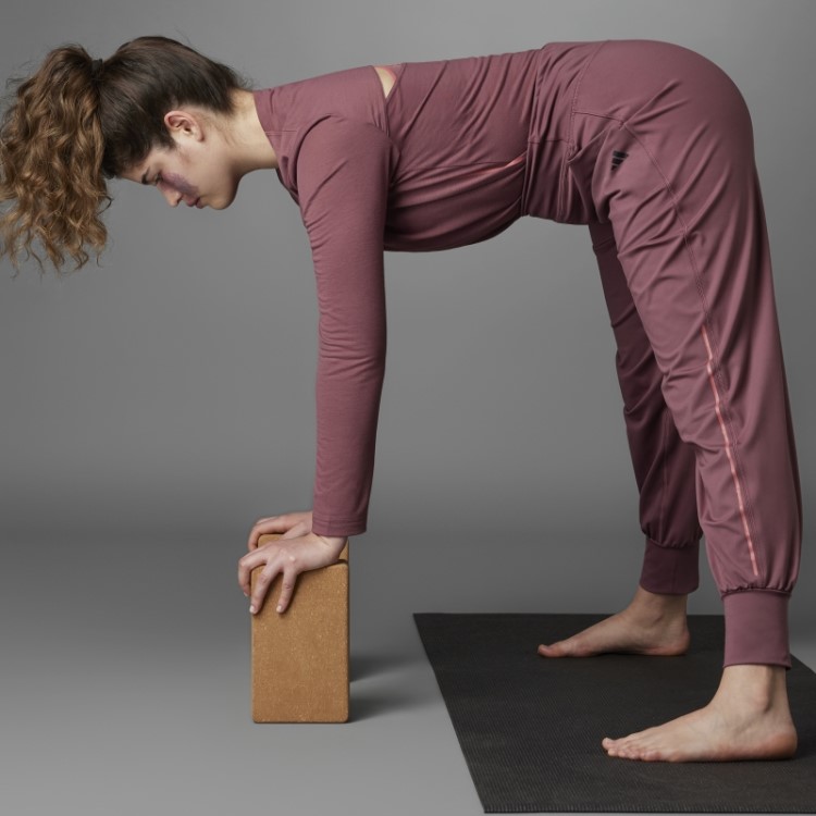 Calça De Ioga Adidas Borgonha Autêntica