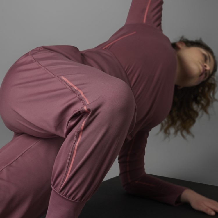 Calça De Ioga Adidas Borgonha Autêntica