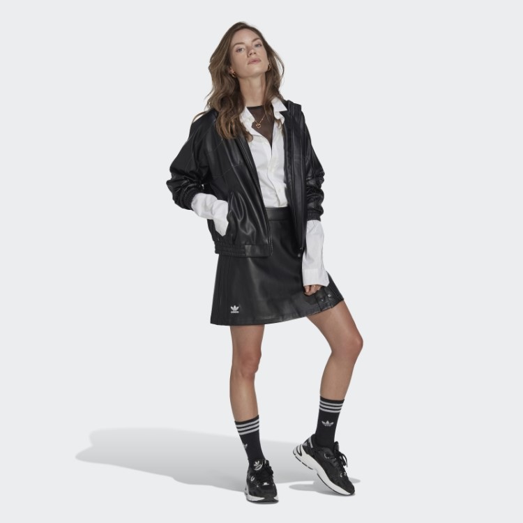 Jaqueta De Couro Sintético Adicolor Trefoil Preto Adidas