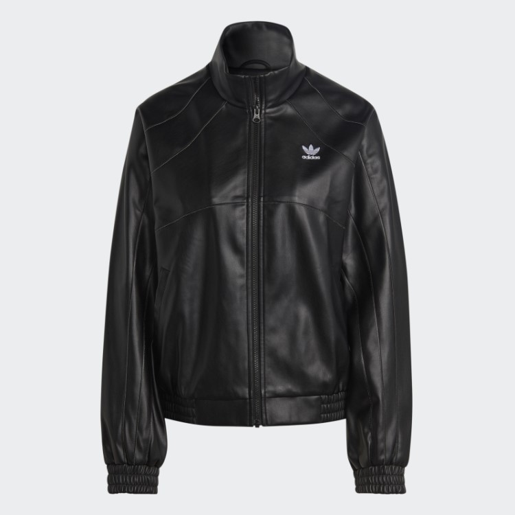 Jaqueta De Couro Sintético Adicolor Trefoil Preto Adidas