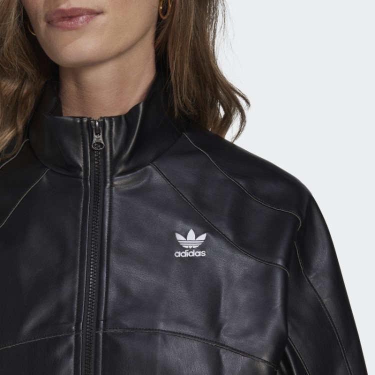 Jaqueta De Couro Sintético Adicolor Trefoil Preto Adidas