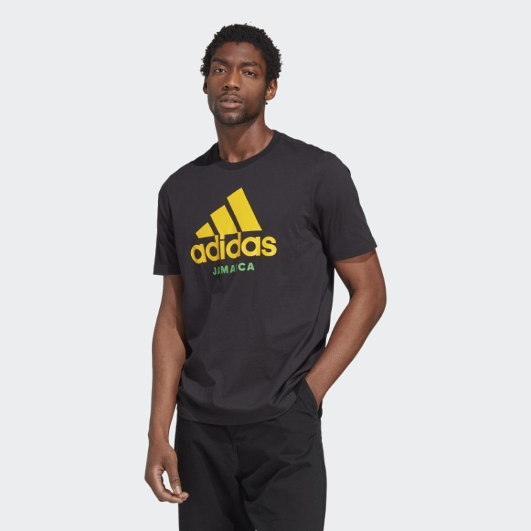 Camiseta Preta Adidas Com Estampa Jamaica
