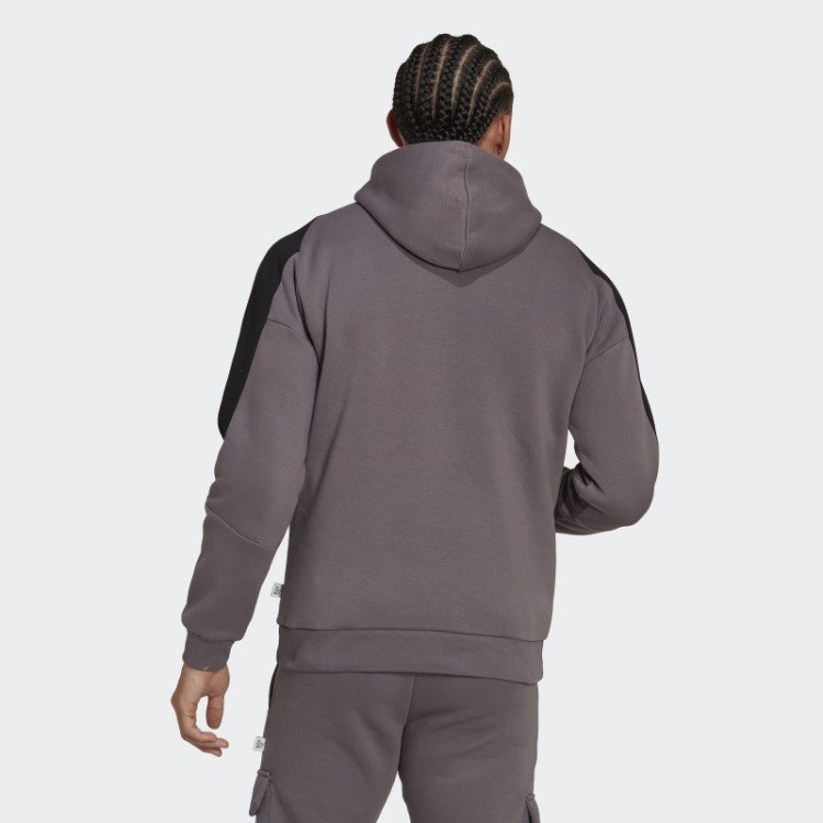 Moletom Com Capuz De Lã Esportiva Adidas Future Icons Bordado Com Trace Cinza