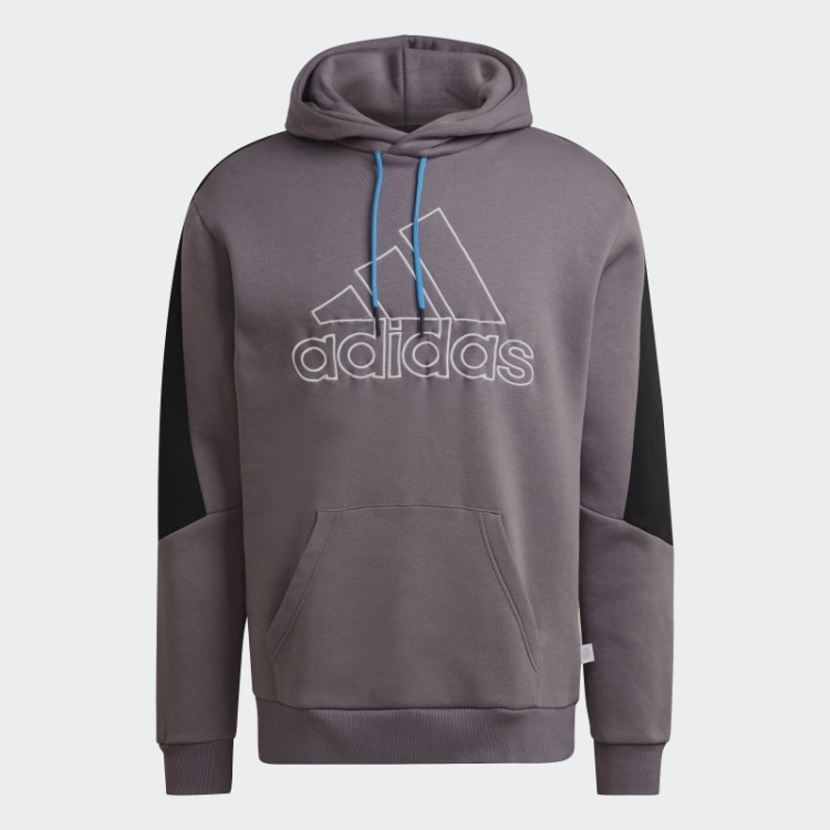 Moletom Com Capuz De Lã Esportiva Adidas Future Icons Bordado Com Trace Cinza