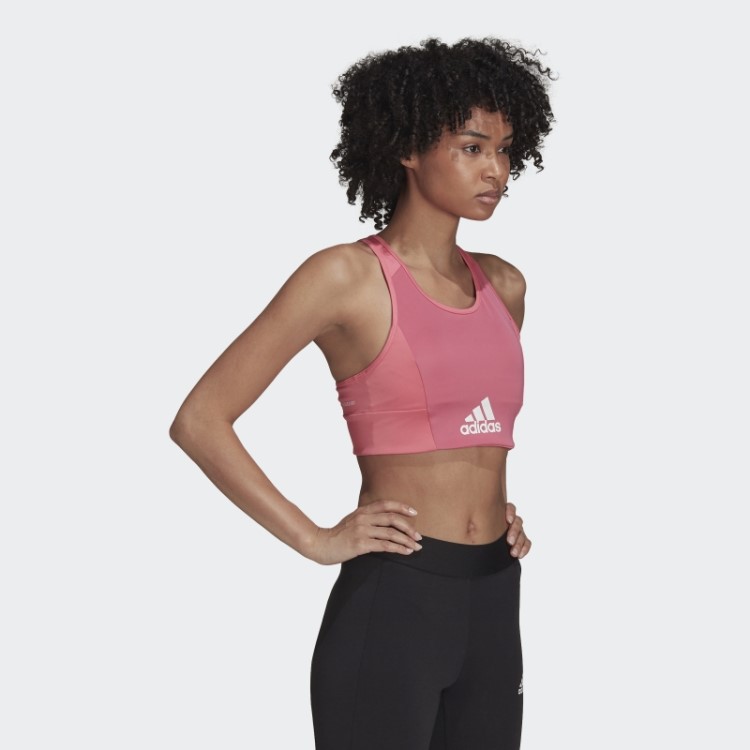 Sutiã Esportivo Acolchoado Com Logo Adidas Rose Tone Aeroready Designed 2 Move