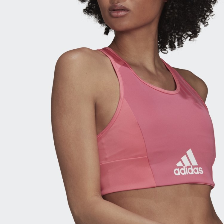 Sutiã Esportivo Acolchoado Com Logo Adidas Rose Tone Aeroready Designed 2 Move
