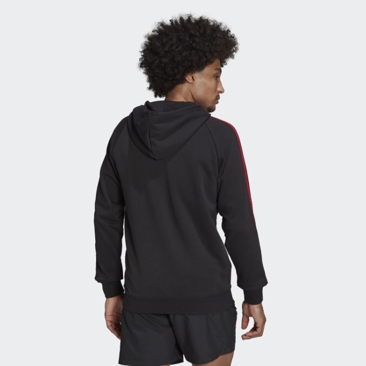 Manchester United 3 Listras Moletom Com Capuz Adidas Preto