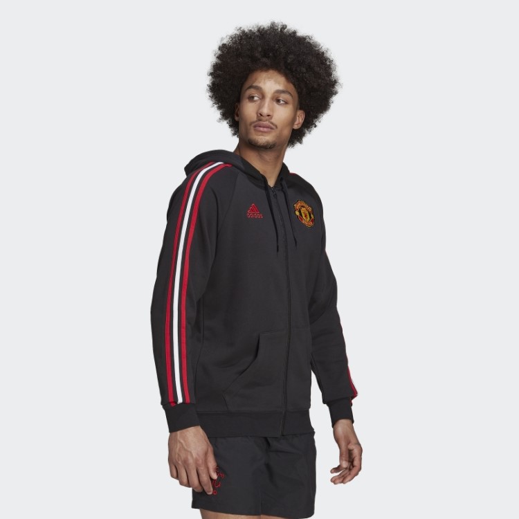 Manchester United 3 Listras Moletom Com Capuz Adidas Preto