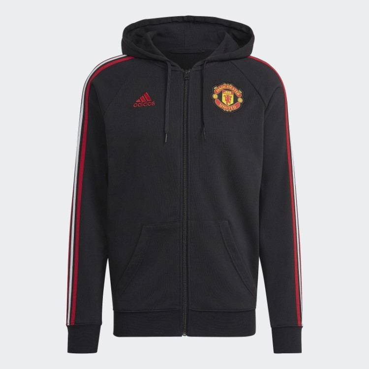 Manchester United 3 Listras Moletom Com Capuz Adidas Preto