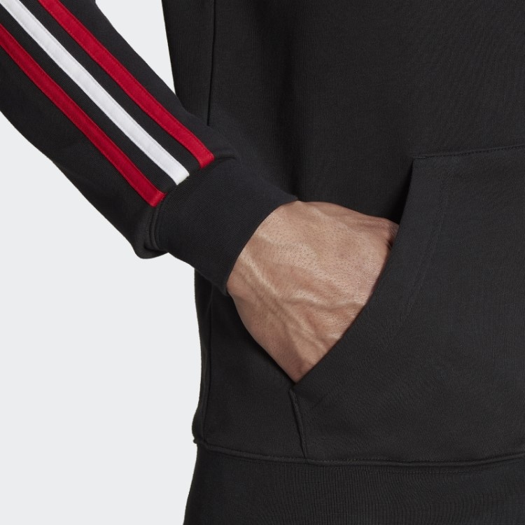 Manchester United 3 Listras Moletom Com Capuz Adidas Preto