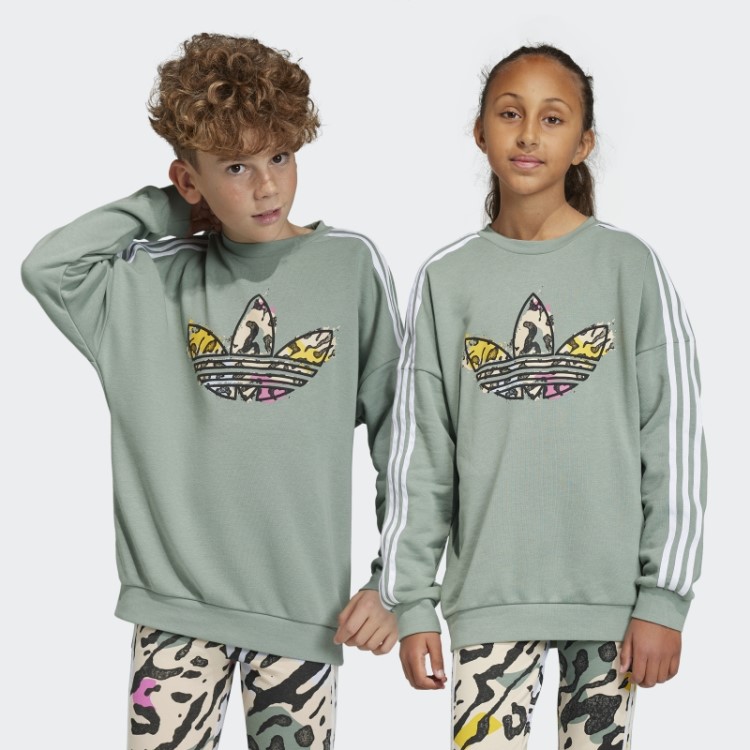 Moletom Com Estampa Animal Print Adidas Verde Prateado