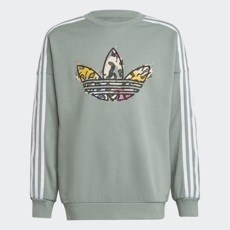 Moletom Com Estampa Animal Print Adidas Verde Prateado