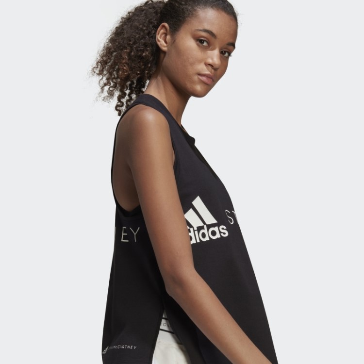 Regata Preta Adidas By Stella Mccartney Com Logo Esportivo Quente