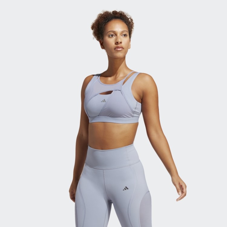 Sutiã Powerimpact Luxe Suporte Médio Prata Violeta Adidas