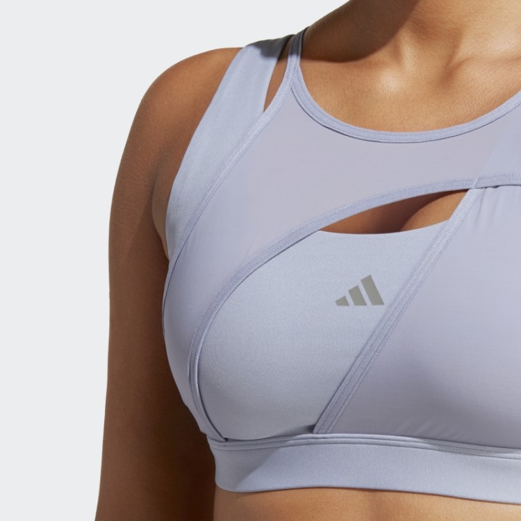 Sutiã Powerimpact Luxe Suporte Médio Prata Violeta Adidas