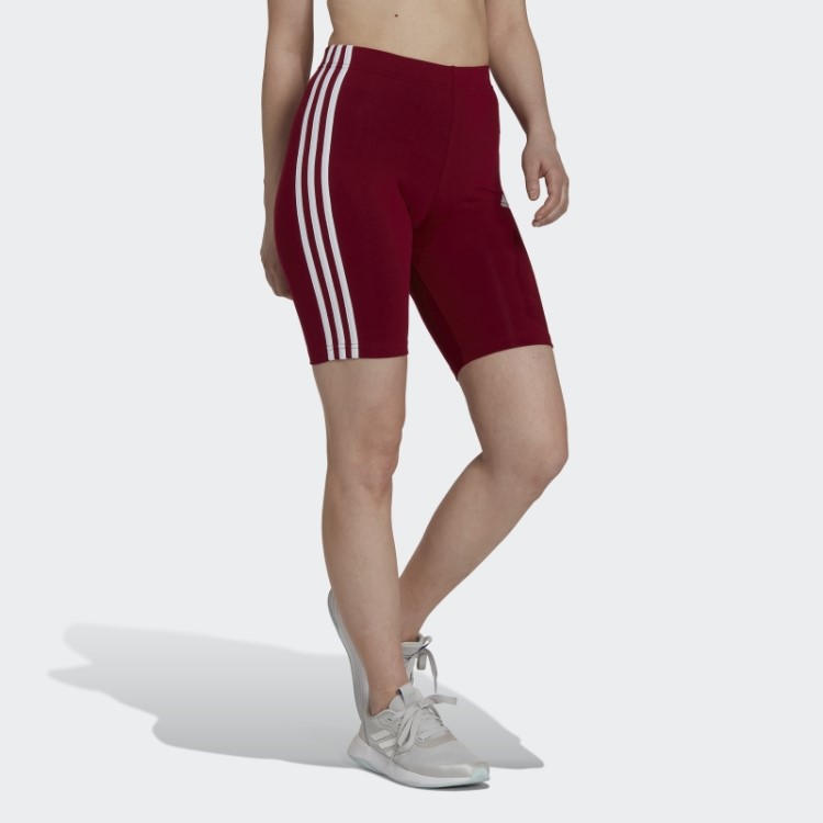 Bermuda Bike Adidas Bordô Essencial Com As Três Listras
