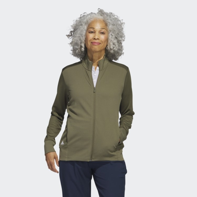 Jaqueta Texturizada Com Zíper Completo Olive Adidas