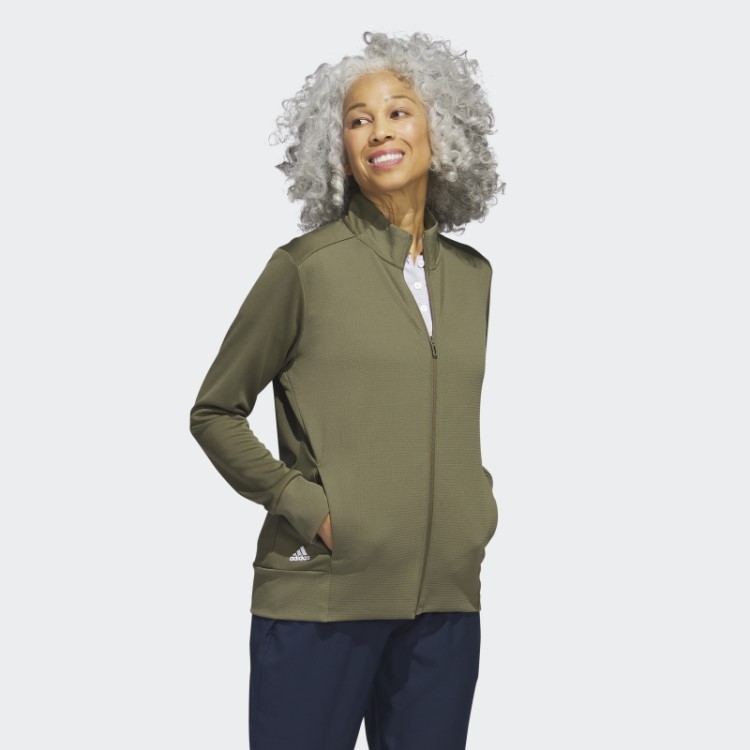 Jaqueta Texturizada Com Zíper Completo Olive Adidas