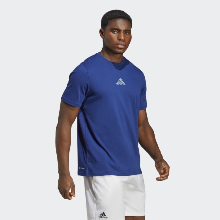 Camiseta Azul Vitória Com Estampa De Tênis Adidas