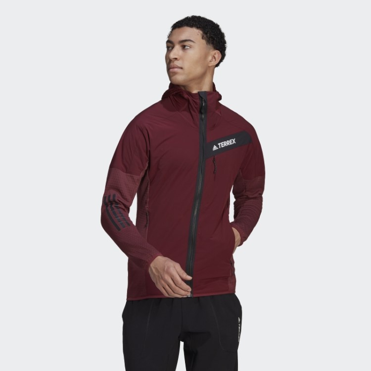 Jaqueta Vermelha Com Capuz Adidas Techrock Flooce Wind