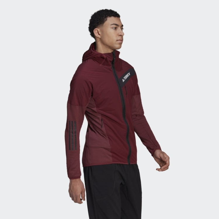 Jaqueta Vermelha Com Capuz Adidas Techrock Flooce Wind