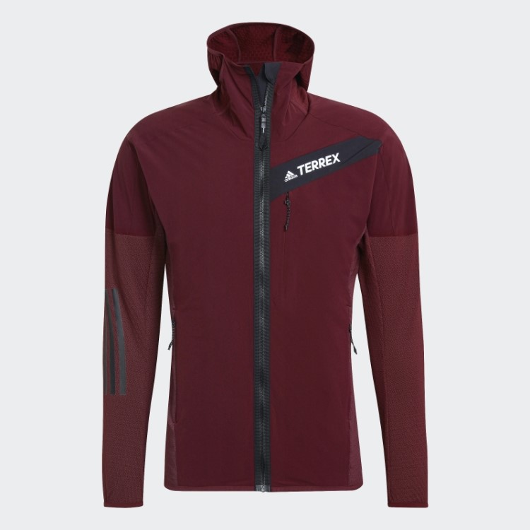 Jaqueta Vermelha Com Capuz Adidas Techrock Flooce Wind