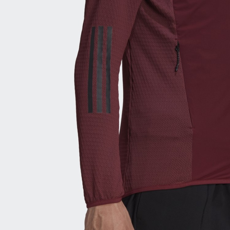 Jaqueta Vermelha Com Capuz Adidas Techrock Flooce Wind